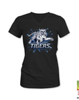 Short sleeve t-shirt in black with Tiger mascot graphic and “TIGERS” logo on chest