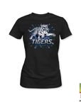 Short sleeve t-shirt in black with Tiger mascot graphic and “TIGERS” logo on chest