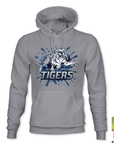 Pullover hoodie in heather gray with Tiger graphic and “TIGERS” logo on the chest