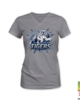 Heather gray v-neck T-shirt with blue Tiger graphic