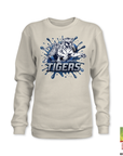 Ivory crewneck sweatshirt with blue Tigers tiger mascot graphic