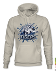 Pullover hoodie in light gray with Tiger graphic and “TIGERS” logo on the chest