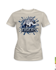 Light tan Jackson State Tigers short-sleeve T-shirt with blue splash graphic