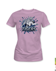 Lavender Jackson State Tigers short-sleeve T-shirt with blue splash graphic