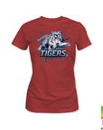 Red Jackson State Tigers short-sleeve T-shirt with blue splash graphic
