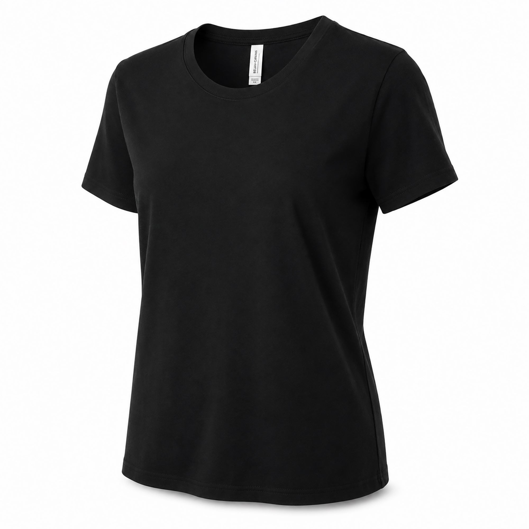 Black t-shirt on a white background