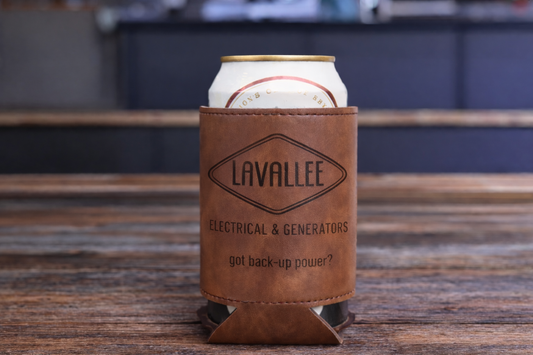 Lavallee Electrical & Generators Magnetic Leatherette Can Cooler (Koozie Style) | Got Back-Up Power Drink Holder