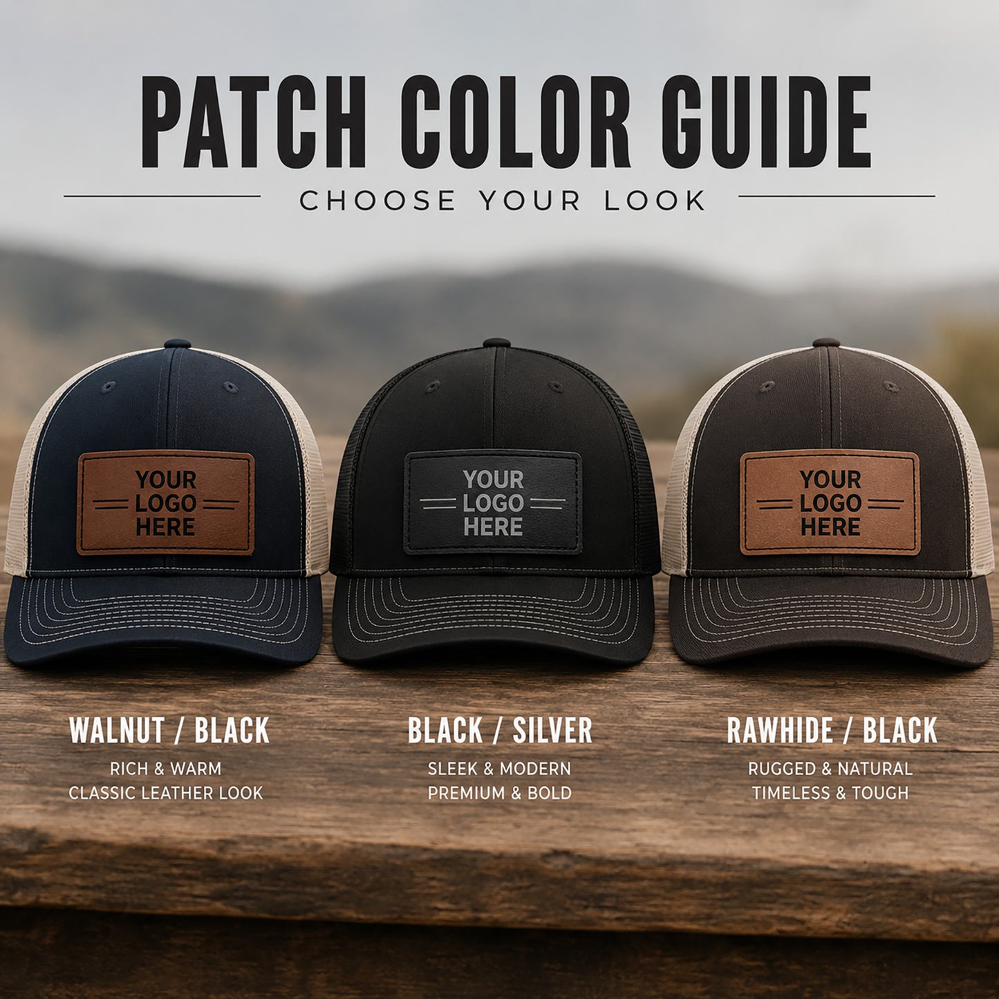 Custom Leather Patch Hat | Richardson 112 Trucker | Personalized Engraved Hat