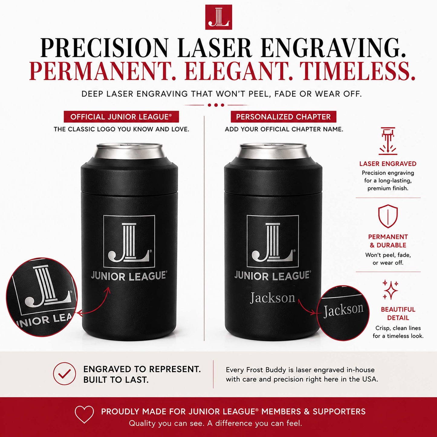 Official Junior League® Frost Buddy Universal Buddy | Personalized Chapter Engraved Can Cooler