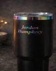 Rainbow Plate tumbler showing iridescent engraving