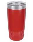 20oz tumbler with clear lid and red metal body
