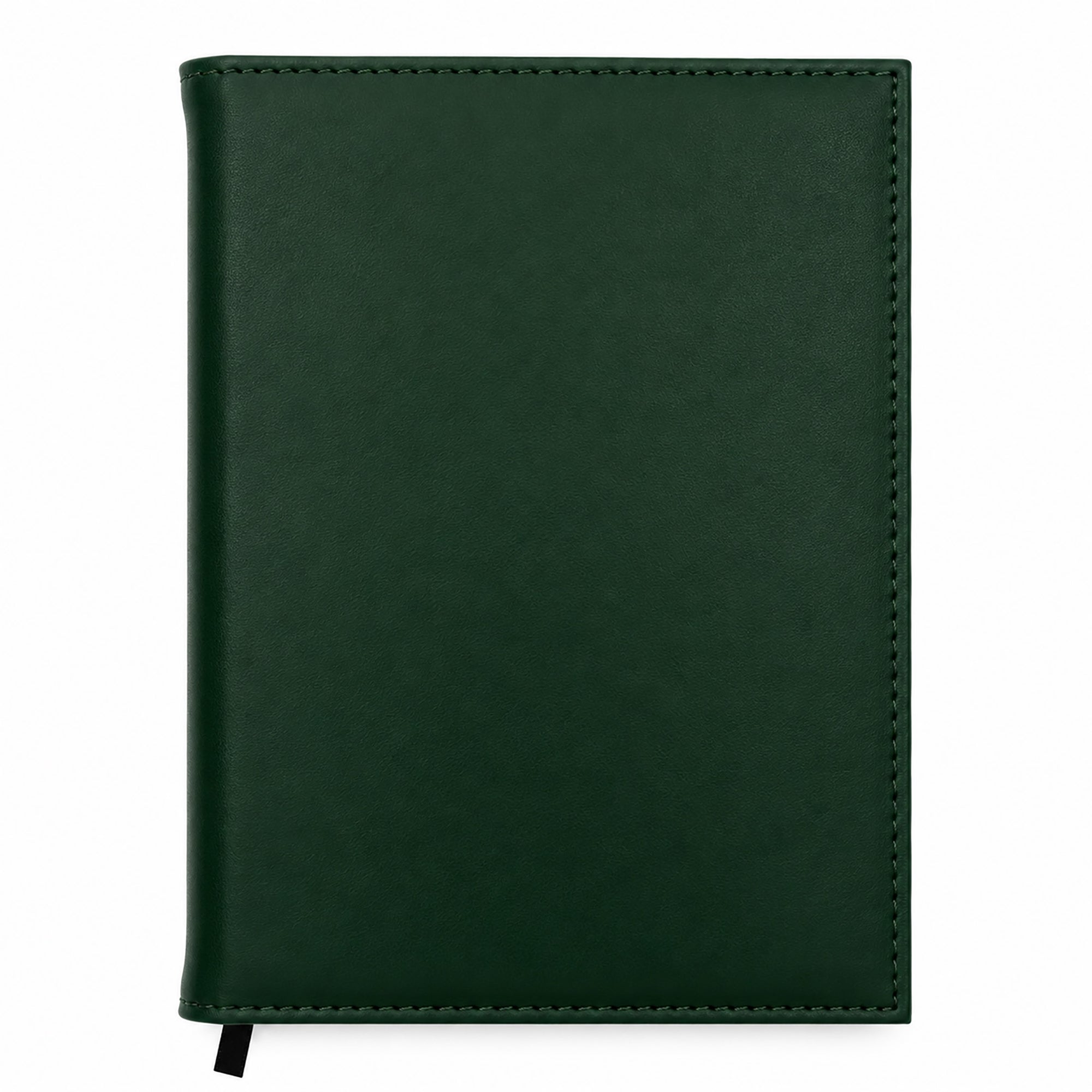 Green leather notebook on a white background