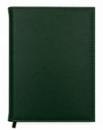 Green leather notebook on a white background