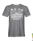 Athletic heather gray short-sleeve T-shirt with large “THEE PREMIERE” front graphic