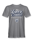 Gray t-shirt with 'Thee Legacy Continues' text and tiger logo on a white background