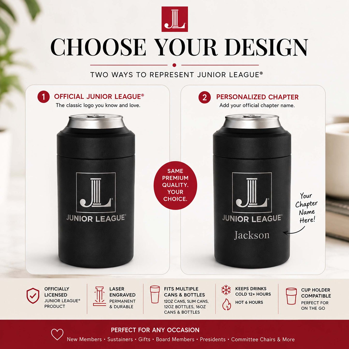 Official Junior League® Frost Buddy Universal Buddy | Personalized Chapter Engraved Can Cooler