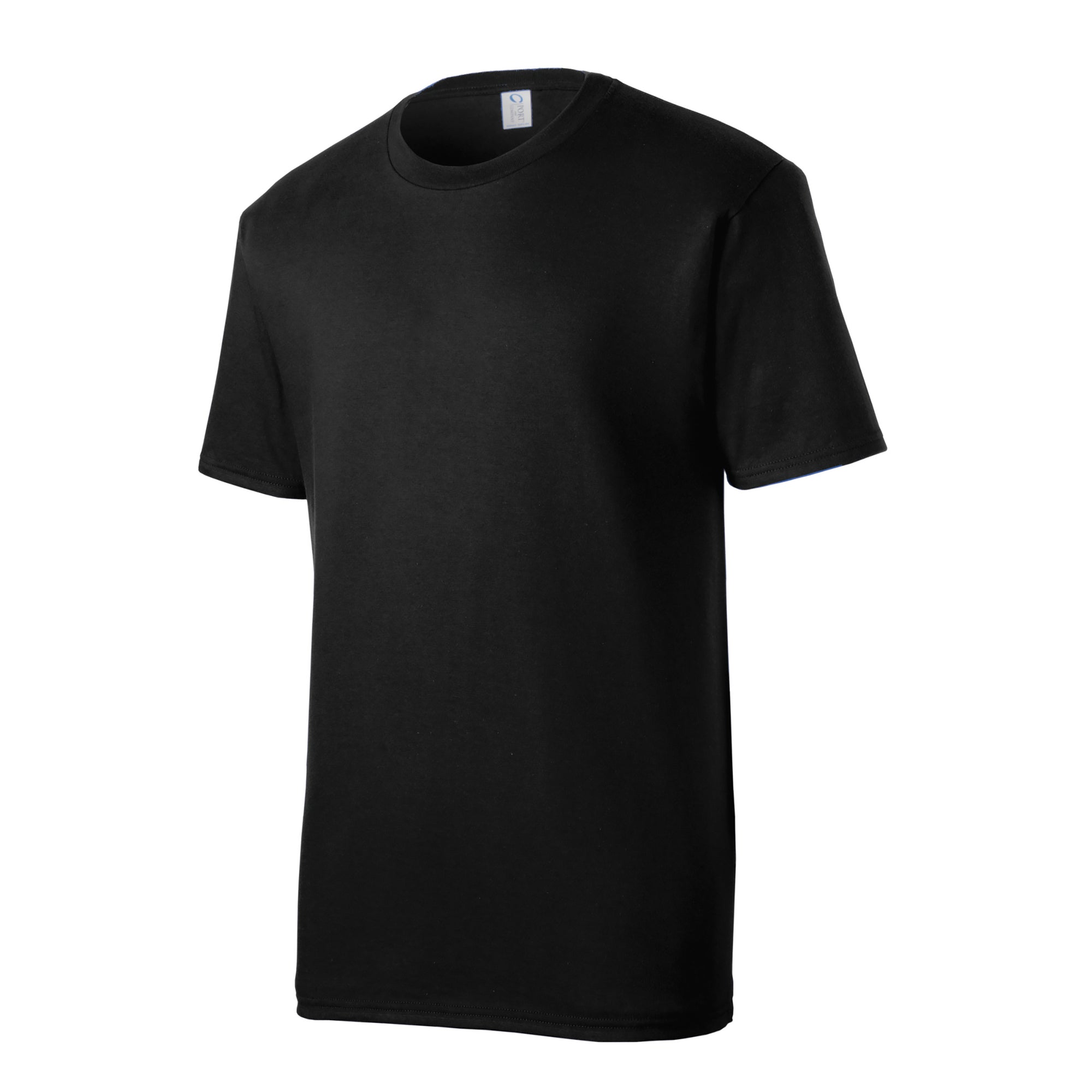 Black t-shirt on a white background