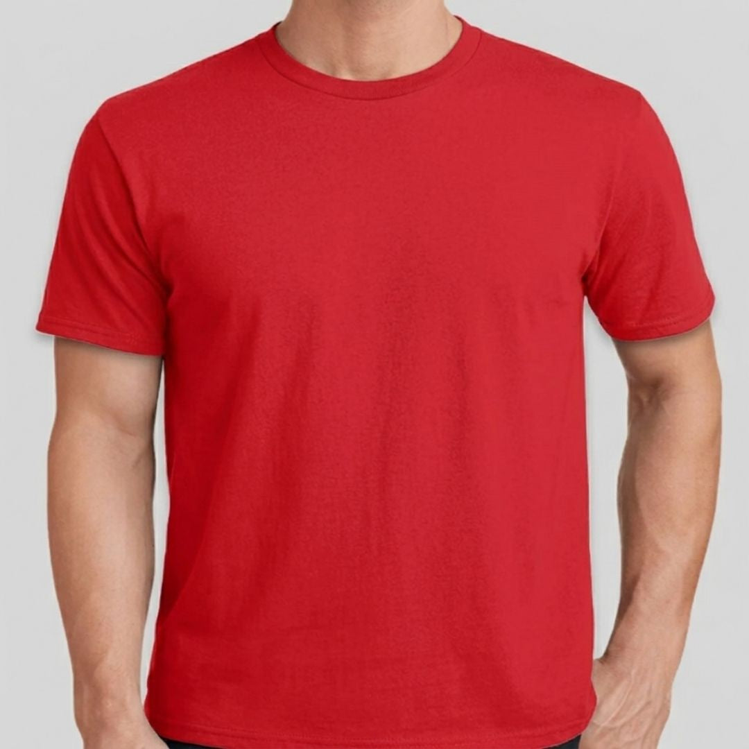 Red crew-neck short-sleeve T-shirt
