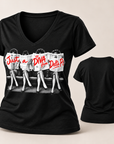 Black Just A Diva from Delta Pi women's V-neck T-shirt front and blank back