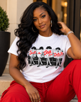 Black woman wearing the Just A Diva from Delta Pi white short sleeve T-shirt