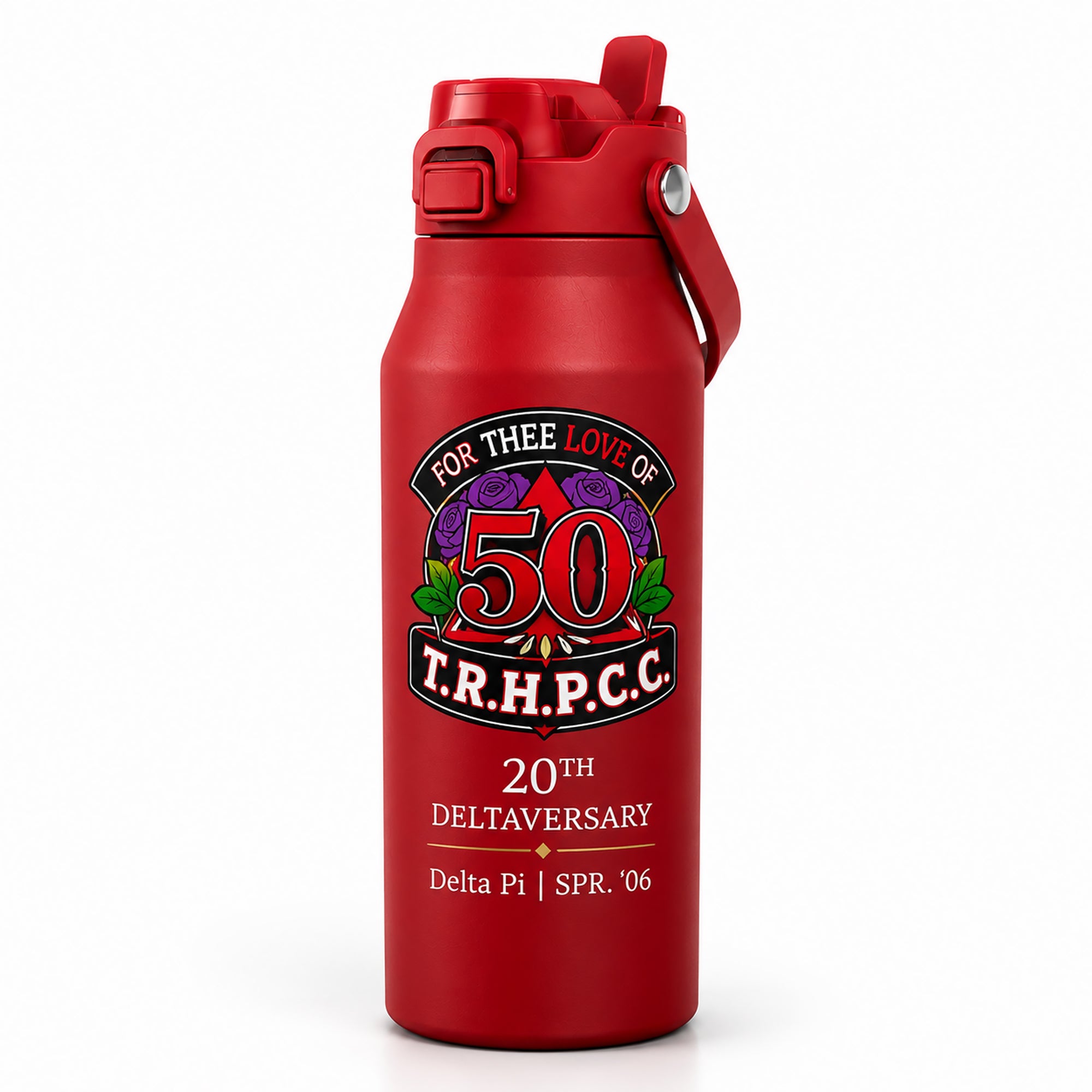 Crimson Frost Buddy Bottle Buddy featuring a personalized Delta Sigma Theta 20th Deltaversary full-color UV printed commemorative design.