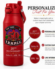 Personalized Delta Sigma Theta Bottle Buddy infographic highlighting custom chapter, line information, and 20th Deltaversary personalization.