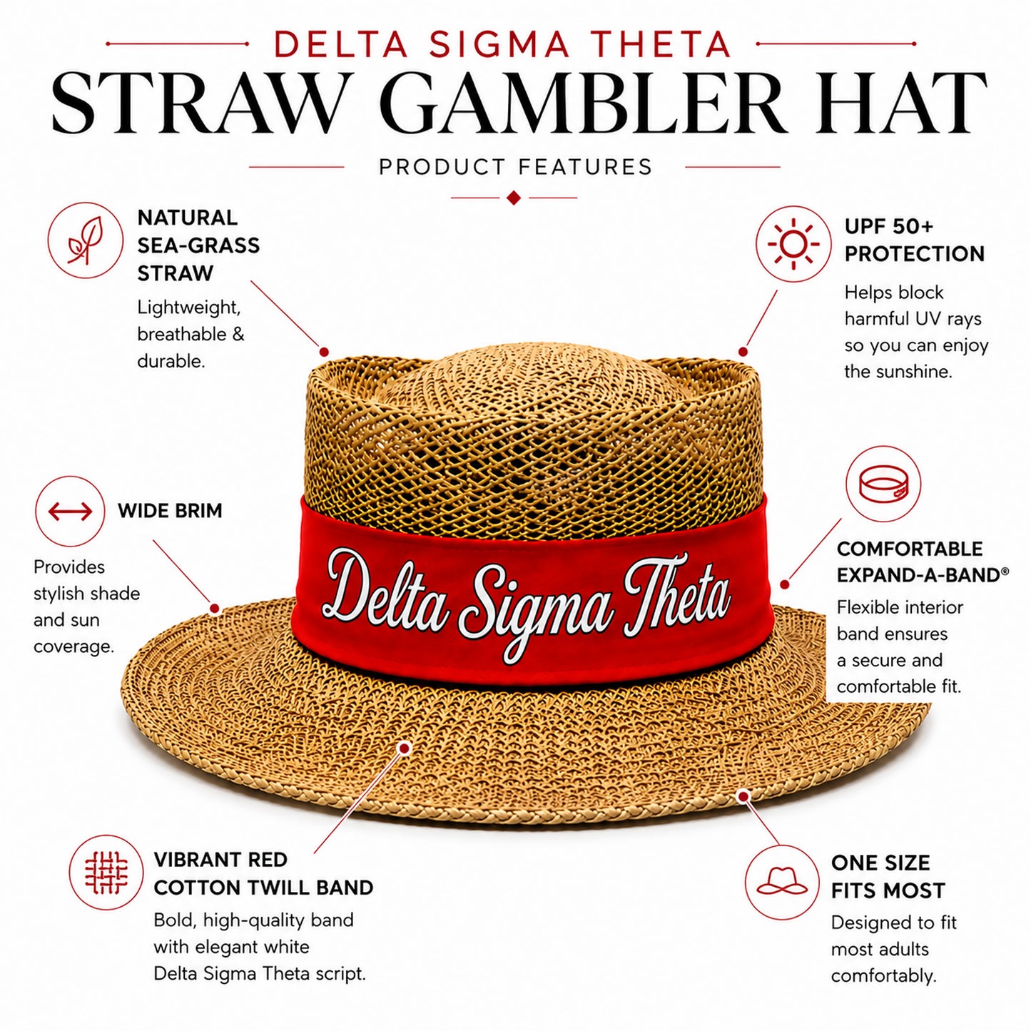 Delta Sigma Theta Straw Hat