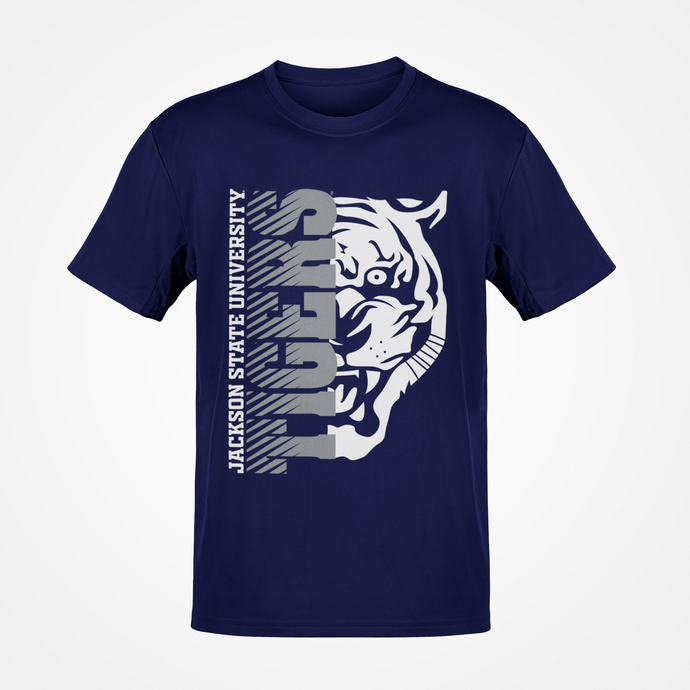 Jackson State Tigers Half Tiger Head Grey Short Sleeve T-Shirt