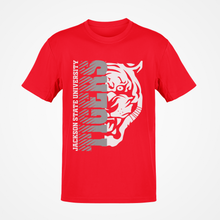 Load image into Gallery viewer, Jackson State Tigers Half Tiger Head Grey Short Sleeve T-Shirt
