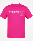 Pink short-sleeve T-shirt with “TIGERS” repeat graphic and team emblem on chest