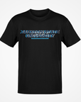 Black short sleeve T-shirt with front Jackson State University logo graphic
