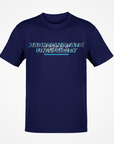 Navy short sleeve T-shirt with front Jackson State University logo graphic