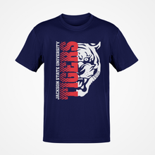 Load image into Gallery viewer, Jackson State Tigers Half Tiger Head Red Short Sleeve T-Shirt
