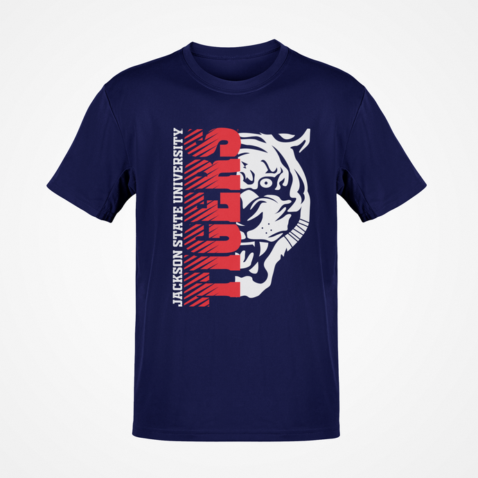 Jackson State Tigers Half Tiger Head Red Short Sleeve T-Shirt