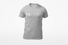 Load image into Gallery viewer, Jackson State University Tigers White Side By Side Floating J Short Sleeve T-Shirt
