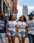 Jackson State alumni wearing Nashville Tiger Takeover shirts downtown
