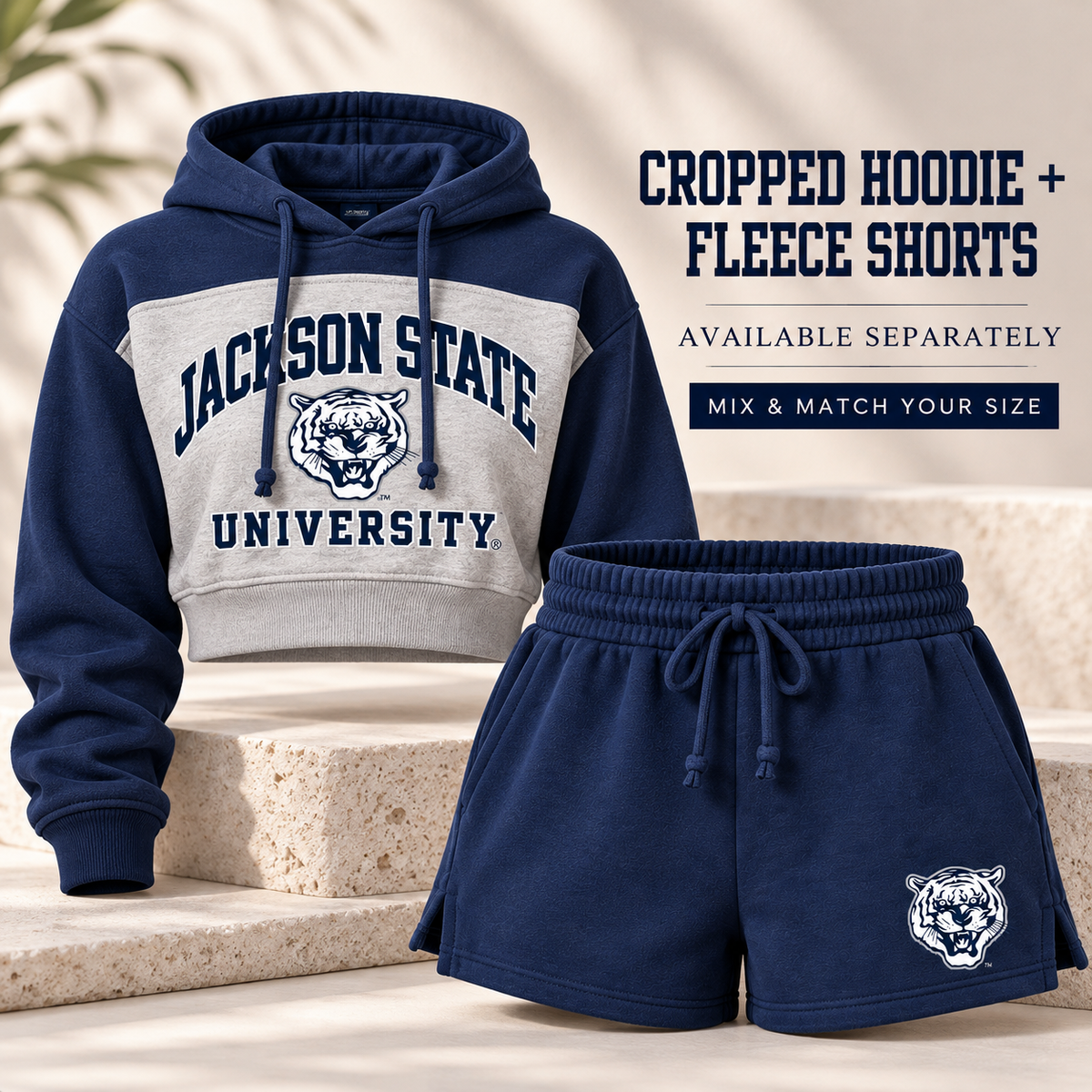 Jackson State cropped hoodie and fleece shorts sold separately mix and match sizing