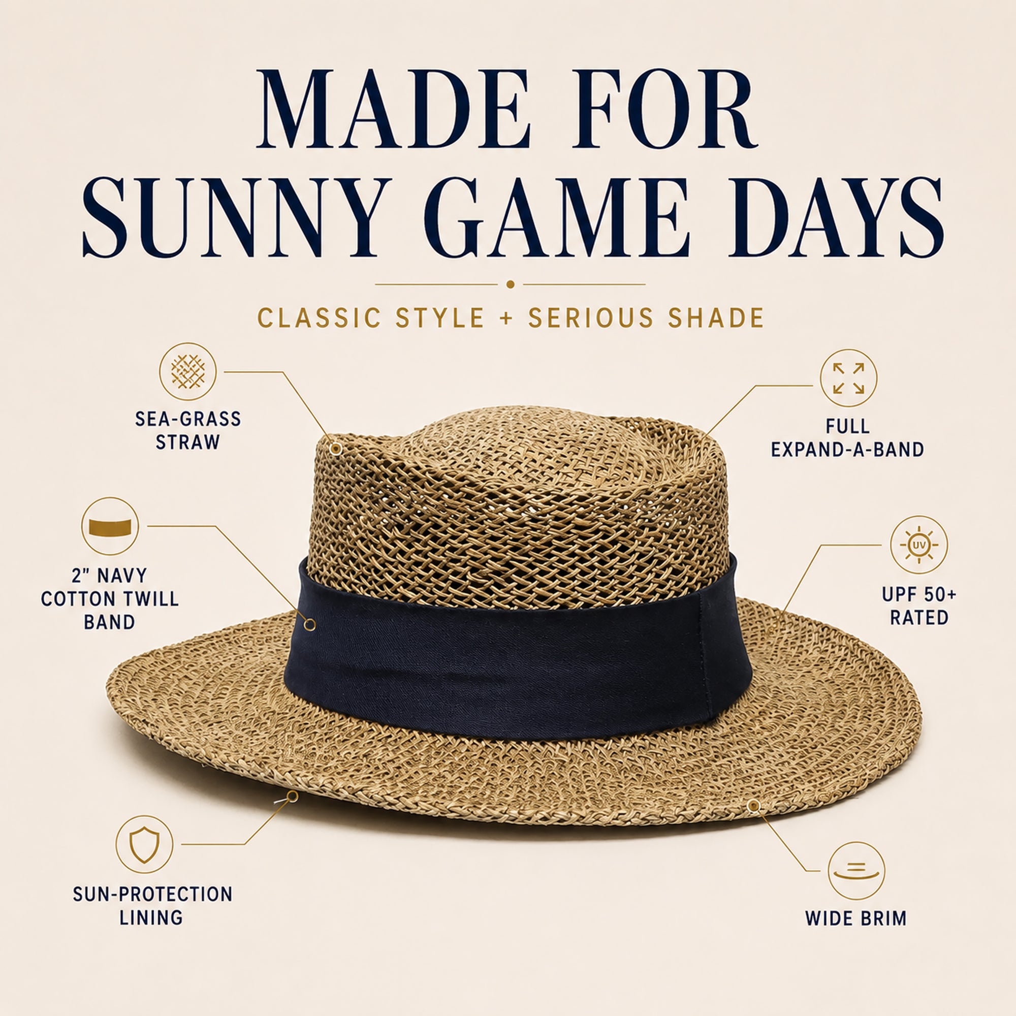 Jackson State sea-grass straw gambler hat features and UPF 50+ sun protection