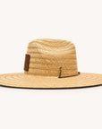 Side profile of Jackson State JSU natural straw lifeguard hat showing wide brim and woven construction