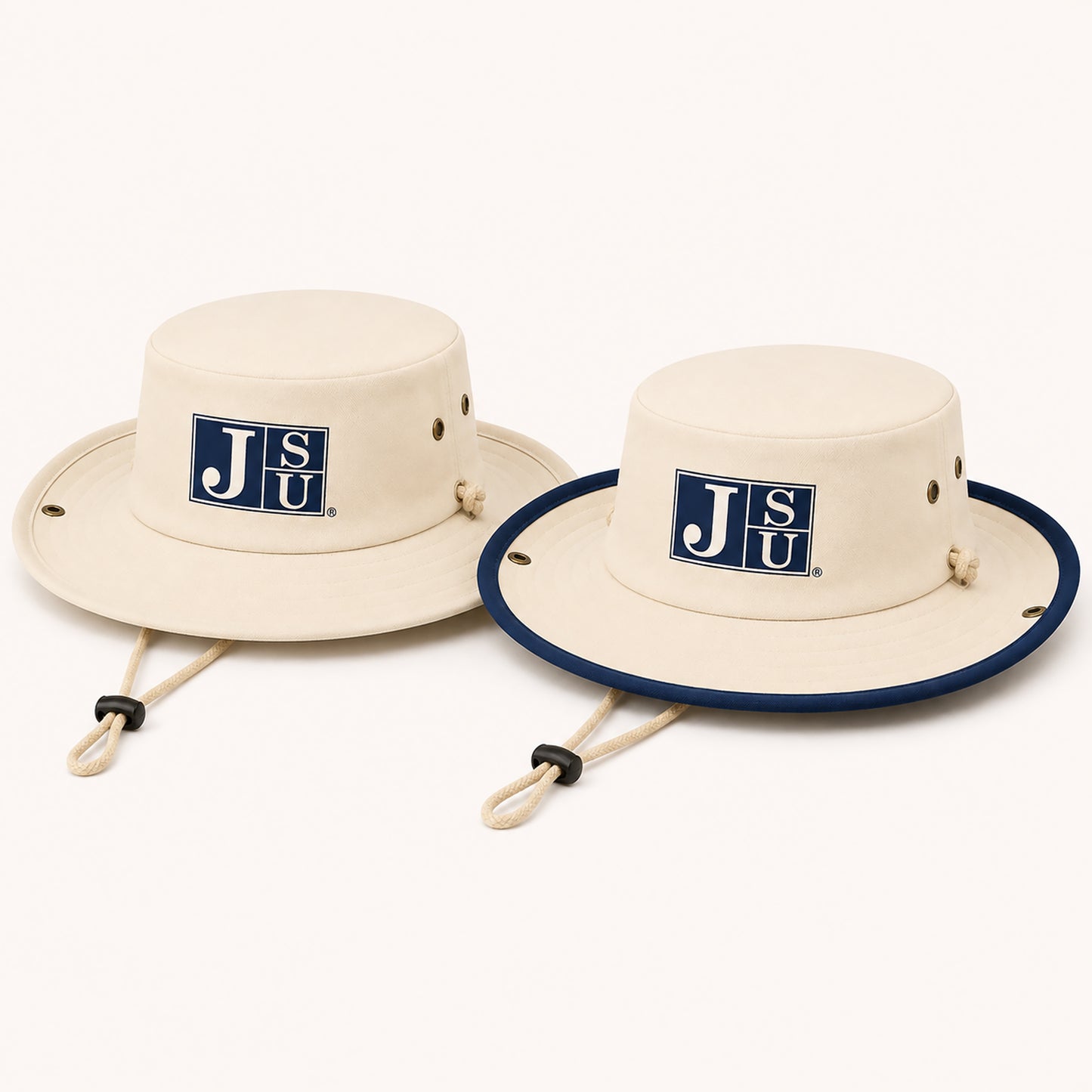 Jackson State University Outback Hats in Canvas and Canvas Navy with Block JSU logo