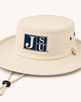 Jackson State Canvas Outback Hat with navy Block JSU logo and wide brim