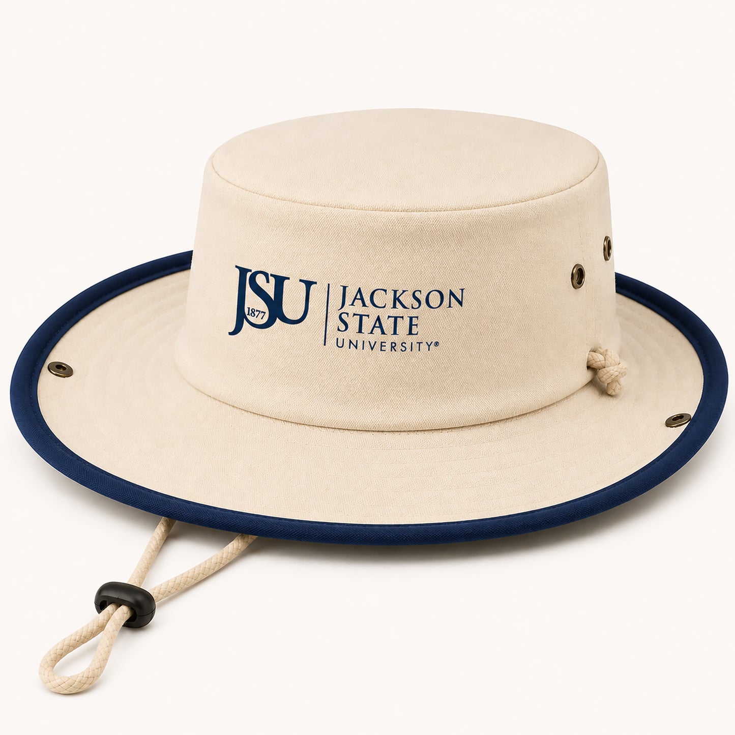 Jackson State University Canvas Navy Outback Hat with Floating J logo and wide brim