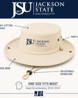 Jackson State Outback Hat with 3 inch brim adjustable drawcord snap-up sides and heavy cotton canvas