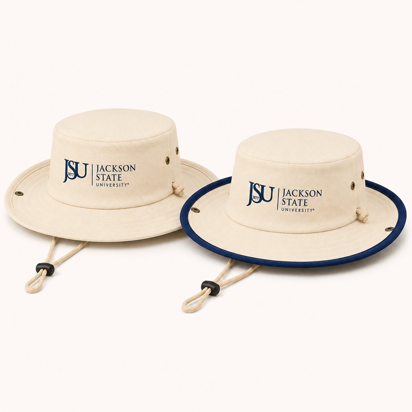 Jackson State University Outback Hats in Canvas and Canvas Navy with Floating J logo