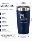 Dimensions of the Jackson State University Life Member 20 oz Polar Camel tumbler.