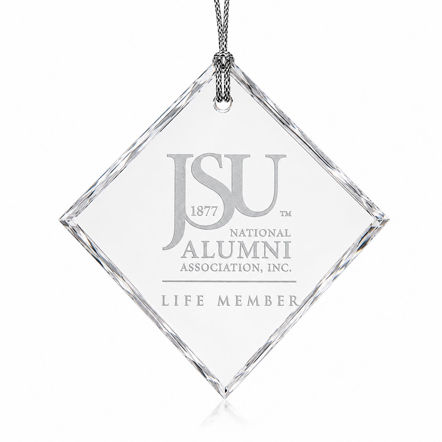 Diamond Jackson State University Life Member crystal ornament shape.
