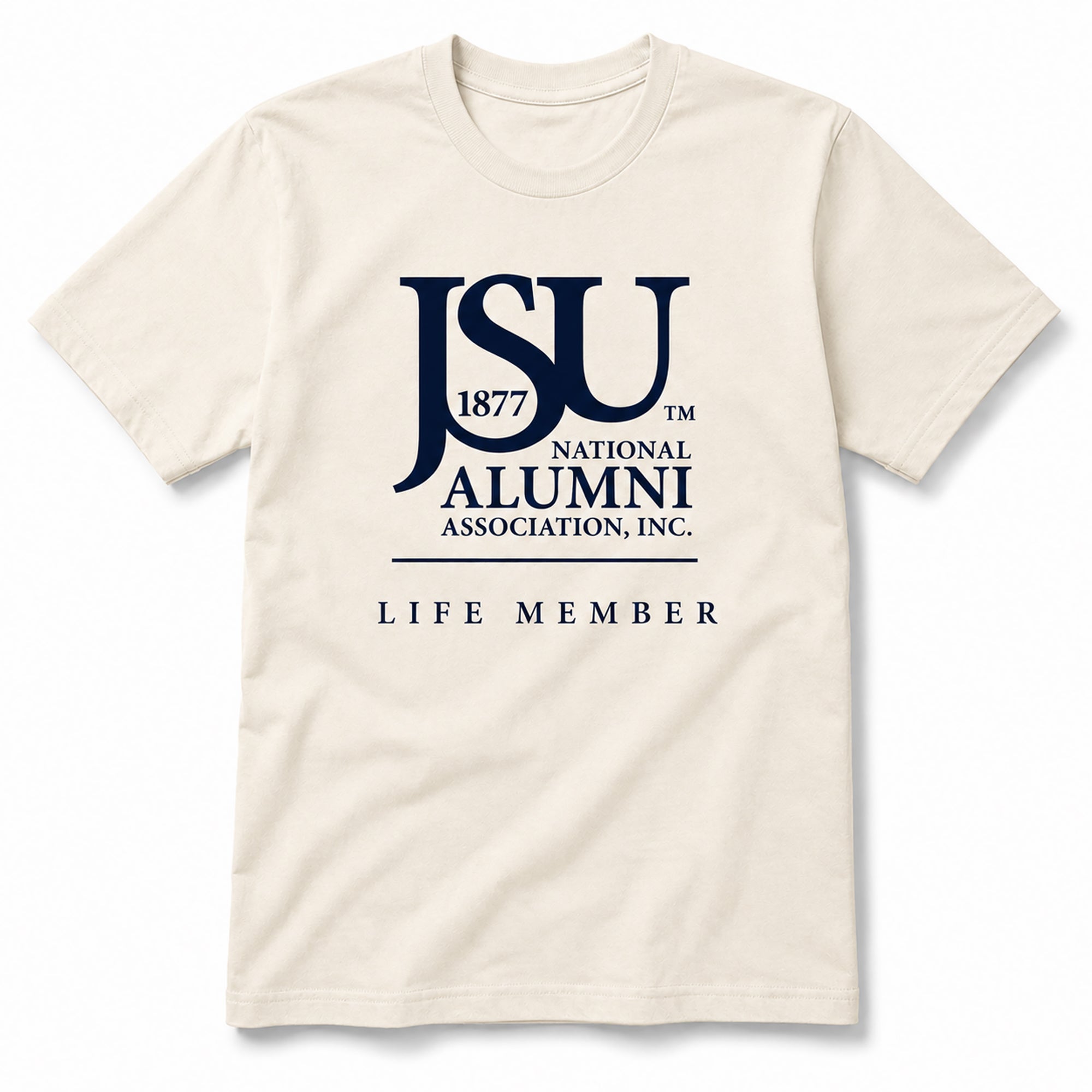 Officially licensed Jackson State University Life Member natural T-shirt.
