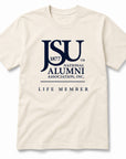 Officially licensed Jackson State University Life Member natural T-shirt.