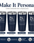Personalization options for the Jackson State University Life Member 20 oz navy tumbler.