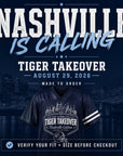 Navy jersey with centered Tiger Takeover Nashville Edition badge and white sleeve stripes